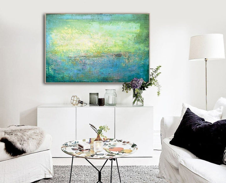 Acrylic Painting On Canvas Blue Abstract Turquoise Art Contemporary Wall Art | TURQUOISE MEADOW - trendgallery.ca