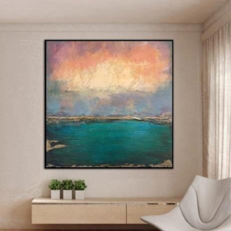 Original Oil Paintings On Canvas Landscape Sea Fine Art Texture Wall Art Modern Wall Decor | BURNING SKIES - trendgallery.ca
