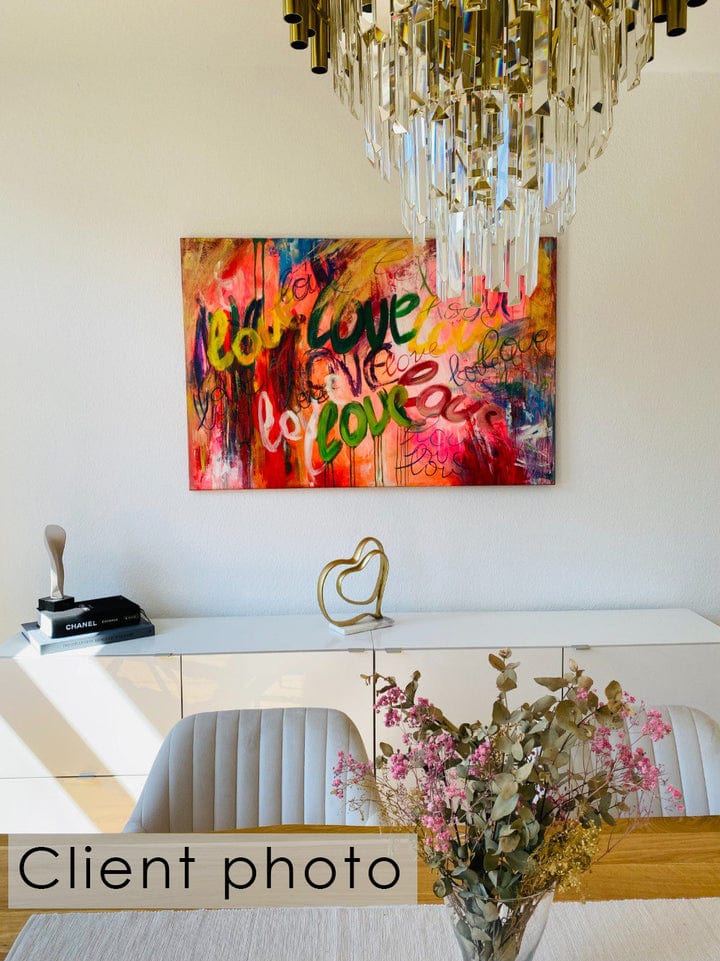 Large Abstract Colorful Love Painting On Canvas Original Texture Painting Modern Oil Artwork Contemporary Art | LOVE GRAFFITI - Trend Gallery Art | Original Abstract Paintings