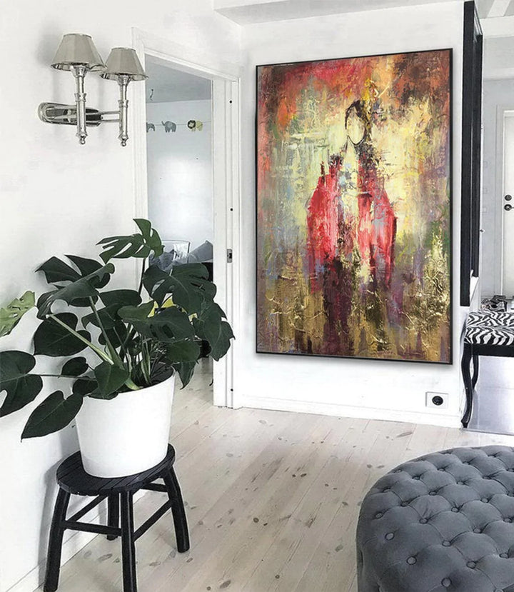 Original Abstract Girl Painting Creative Gold Leaf Paintings On Canvas Girl | EASTERN DREAMS - trendgallery.ca