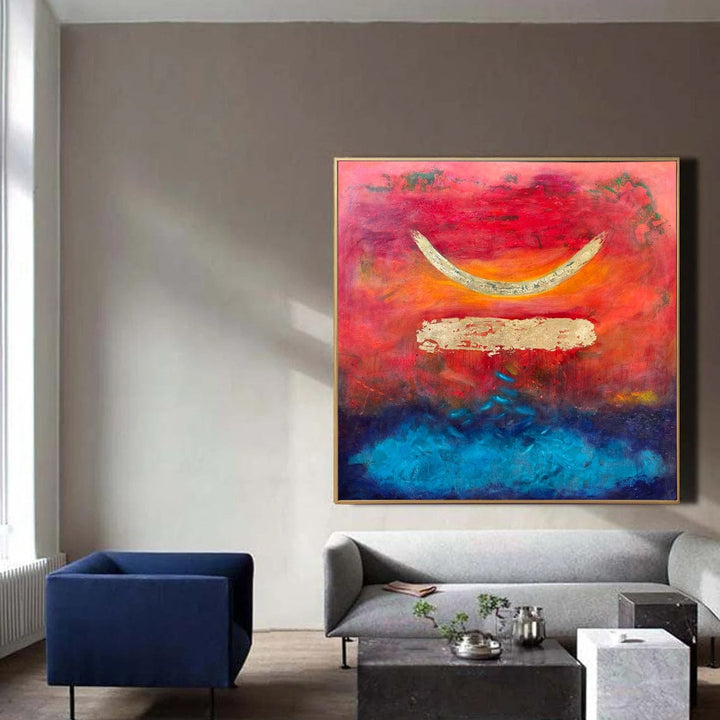Large Original Red Paintings On Canvas Abstract Symbol Artwork Textured Hand Painted Creative Art Painting for Room Wall Decor | SECRET SYMBOL - trendgallery.ca