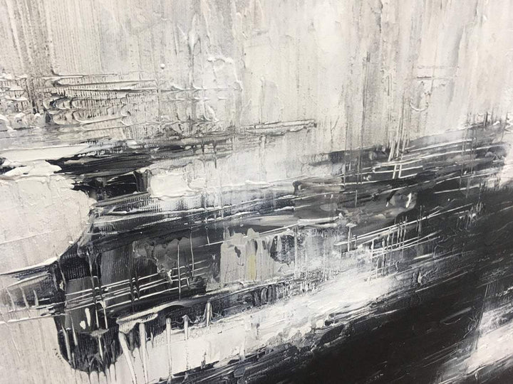 Oversized Wall Art Canvas Black And White Painting Contemporary Art Painting | WINTER NIGHT - trendgallery.ca