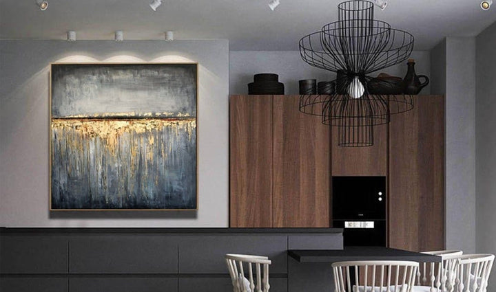 Large Original Abstract Oil Painting Modern Wall Art Contemporary Wall Decor | GOLD RAIN - trendgallery.ca