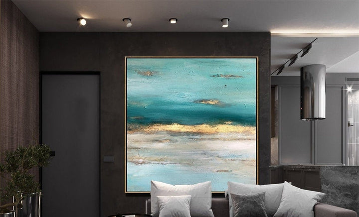 Oversize Canvas Sunset Painting Acrylic Ocean Wall Art Turquoise Oil Canvas Fine Art Wall Decor | SUNSET OVERDRIVE - trendgallery.ca
