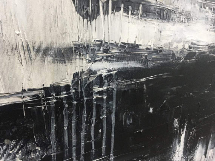 Oversized Wall Art Canvas Black And White Painting Contemporary Art Painting | WINTER NIGHT - trendgallery.ca