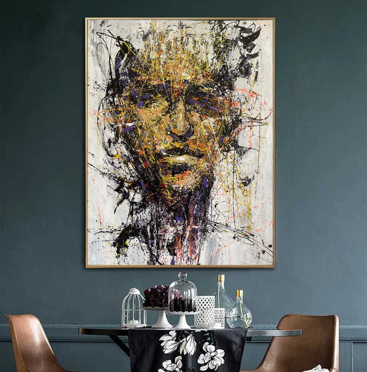 Large Oil Abstract Painting on Canvas Face Painting Acrylic Figurative Art On Canvas Handmade Artwork Modern Wall Living Room Decor | COURAGEOUS CALM - trendgallery.ca