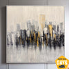 Original Abstract City Paintings on Canvas Minimalist Art Impressionist Oil Painting Textured Wall Art for Home Wall Decor | METROPOLIS HAZE 46"x46"
