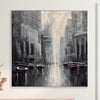 Abstract Dark Cityscape Paintings on Canvas Original Minimalist Art Impressionistic Textured Surface Painting Urban Art for Home Decor | METROPOLIS AT DUSK
