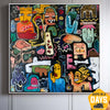 Large Abstract Colorful Paintings On Canvas Street Graffiti Style Figurative Art Modern Acrylic Painting Unique Wall Art for Home | MODERN SOCIETY  60"x60"
