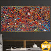 Jackson Pollock Style Paintings On Canvas Abstract Textured Artwork Urban Oil Painting Original Brush Strokes Wall Art for Decor | CHROMATIC FRENZY 20.5"x40.1"