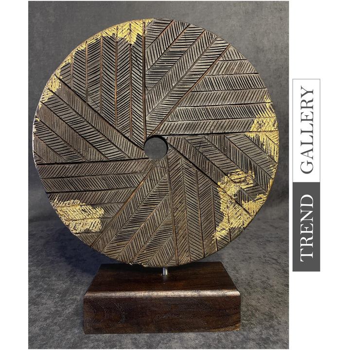 Original Round Wood Sculpture Abstract Figurine Creative Table Statue Wood Decor for Desktop | FLAPPING WINGS 16.5"x13.3" - Trend Gallery Art | Original Abstract Paintings
