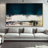 Abstract Painting in Deep Blue, White and Beige | ON THE BORDER OF TIME - trendgallery.ca