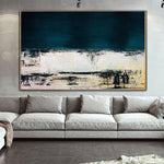 Abstract Painting in Deep Blue, White and Beige | ON THE BORDER OF TIME