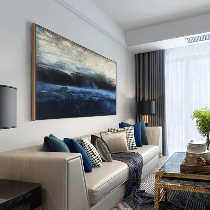 Abstract Marine Art in Blue, Gray and Black | MORNING OCEAN - trendgallery.ca