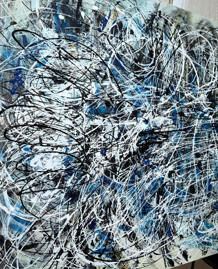 Abstract Colorful Jackson Pollock Style Oil Paintings Modern Wall Art for Living Room Decor | DISTURBANCE - trendgallery.ca