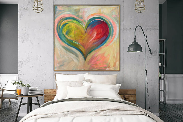 Large Original Heart Paintings On Canvas Modern Romantic Art Colorful Painting Contemporary Wall Art | ROMANTIC VALENTINE - trendgallery.ca