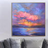 Large Original Oversized Painting Blue Artwork Purple Painting Pink Canvas Art Ocean Modern Art Landscape Painting Canvas Painting | PURPLE HORIZON - trendgallery.ca