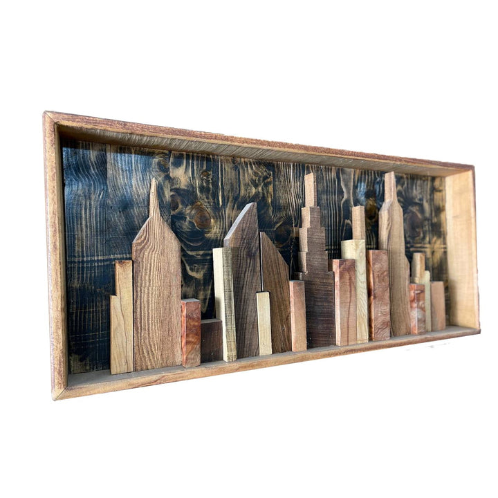 Cityscape 3D Wooden Plaque Cityscape Carved On Wood Panel Cityscape Sign Wall Hanging Decor Wood Carved Deocr for Indie Room Decor | THE CITY OF DREAMS - Trend Gallery Art | Original Abstract Paintings