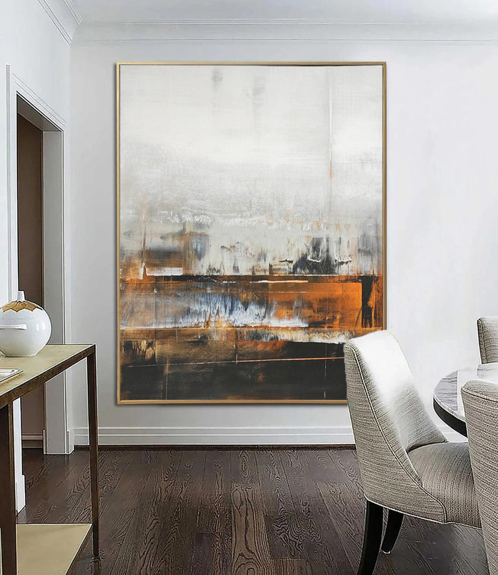 Large Abstract Colorful Paintings On Canvas In White And Brown Colors Textured Oil Painting Hand Painted Art | ORANGE 47.24"x37.40"