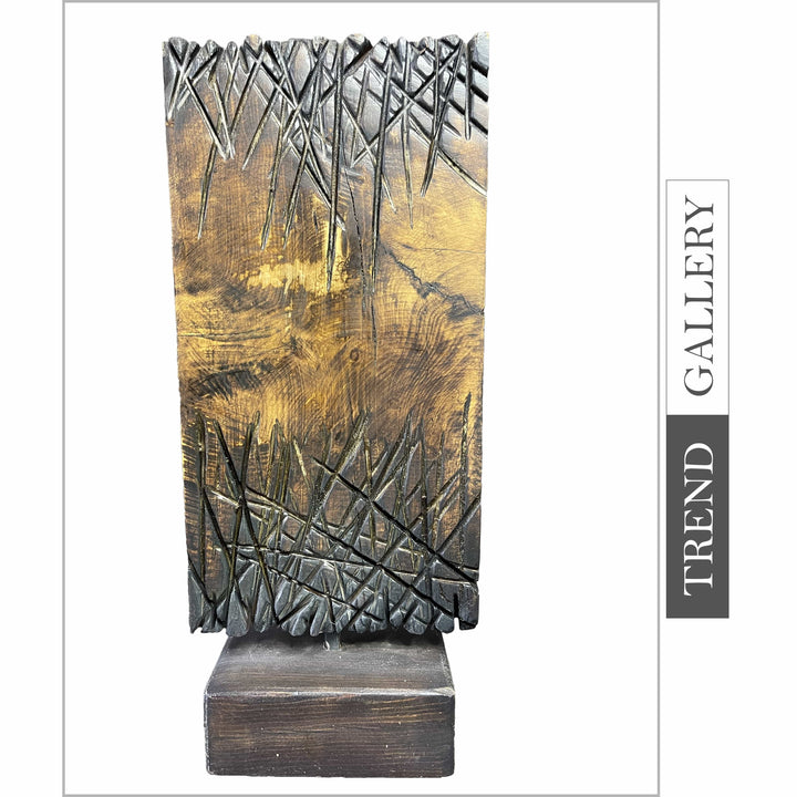 Abstract Wood Square Sculpture Modern Table Statue Creative Art Table Figurine | FIELD 17"x7" - Trend Gallery Art | Original Abstract Paintings