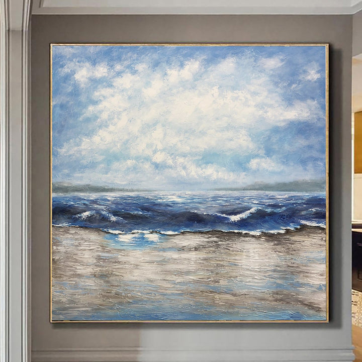Waves Abstract Painting Ocean Paintings On Canvas Modern Landscape Painting Blue Sea Abstract Paintings On Canvas | THE TENDERNESS OF NATURE - trendgallery.ca