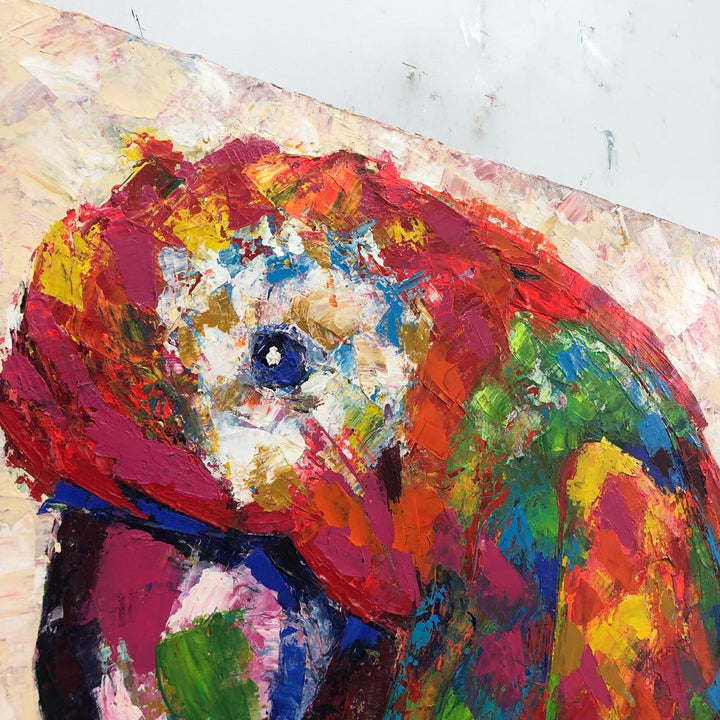 Abstract Parrot Painting Canvas Bright Bird Art Colorful Artwork Painting 54x40 Art Tropical Wall Art for Lake House Wall Art | RED PARROT - trendgallery.ca