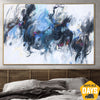 Original Abstract Blue Painting On Canvas Modern Oil Painting Acrylic Urban Fine Art Handmade Painting for Indie Room Decor | MISTY 35.43"x53.93" - Trend Gallery Art | Original Abstract Paintings