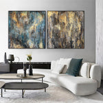 Oversized Abstract Gold Set Of Paintings On Canvas Modern Acrylic Wall Art Heavy Textured Painting | GOLDEN IMMERSION