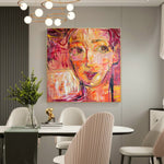 Abstract Figurative Paintings on Canvas Acrylic Woman Face Artwork Moden Textured Oil Painting Hand Painted Art Wall Decor | FEMALE WAY