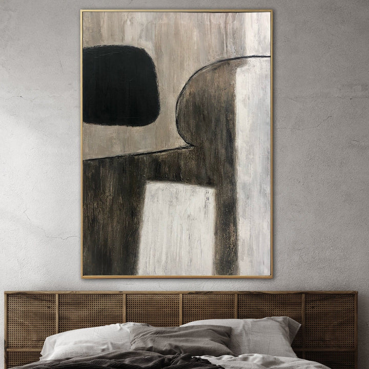 Original Beige Painting Black And White Paintings On Canvas Gray Painting Acrylic Modern Textured Oil Painting Minimalist Art Wall Decor | SILHOUETTE - trendgallery.ca