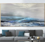 Original Ocean Landscape Painting on Canvas Abstract Marine Wall Art Textured Painting Handmade Art for Room Decor | TROUBLED OCEAN