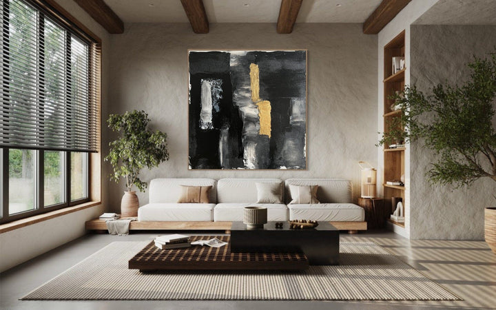 Original Black And White Paintings On Cangvas, Gold Art Framed Abstract Painting Modern Textured Art is the best for Home and Office decor | BREAKTHROUGH