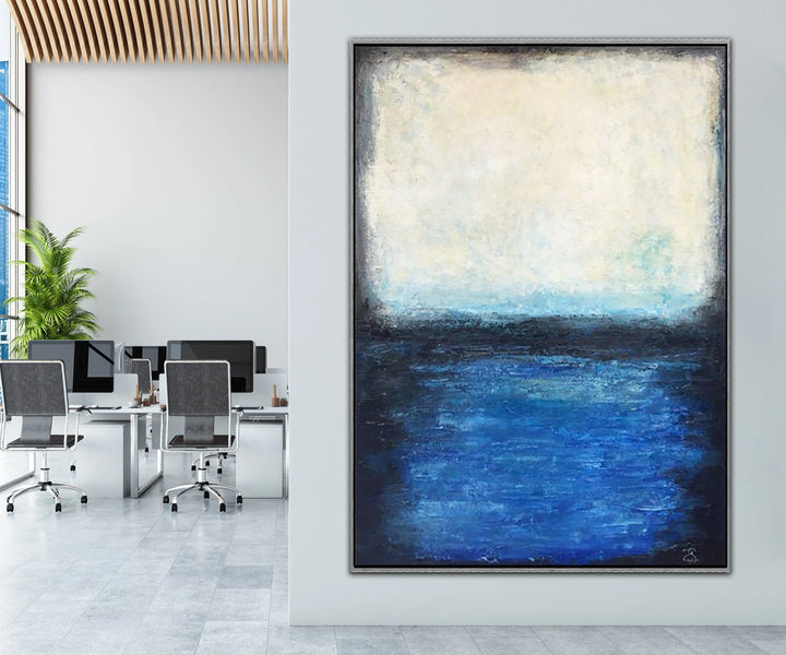 Abstract Art in  Light Blue and Deep Blue | SEA HORIZON