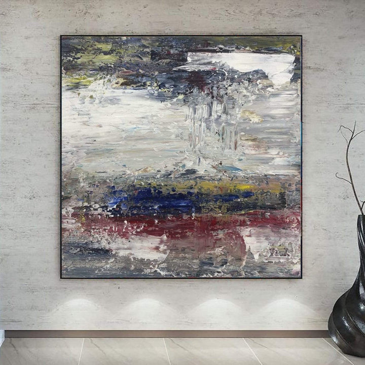 Abstract Landscape Painting Canvas Colorful Wall Art Vivid Color Painting Heavy Textured Wall Art White Artwork Modern Fine Art | LAKE IN THE FOREST - trendgallery.ca