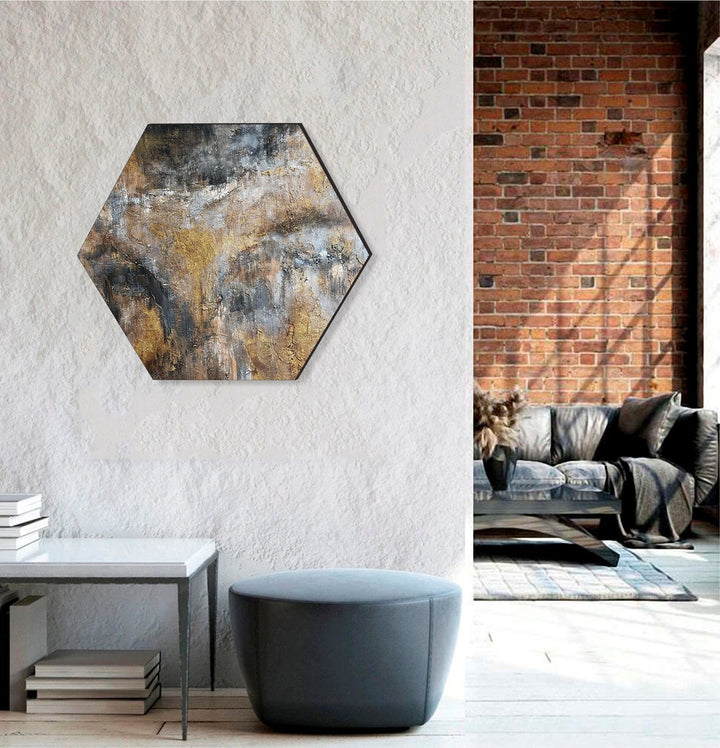 Original Grey Paintings On Canvas Modern Gold Leaf Art Wall Hanging Decor Artwork Oil Painting Contemporary Wall Art for Living Room Decor | GOLDEN AMPHORA