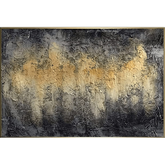 Large Abstract Canvas Art Gray Painting Gold Acrylic Modern Handmade | GOLDEN MIRAGE - trendgallery.ca