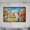 Abstract Colorful Lake Landscape Oil Painting on Canvas Large Original Modern Orange Textured Wall Art | CITY LAKE - trendgallery.ca