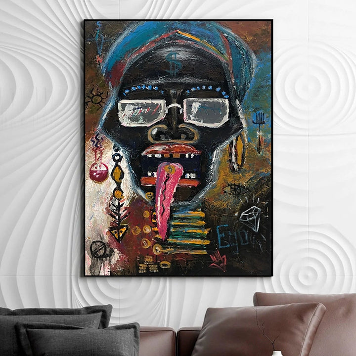 Abstract Skull Hand Painted Artwork Neo-Expressionism Painting Modern Textured Painting Contemporary Art | TRIBAL CHIEF - trendgallery.ca