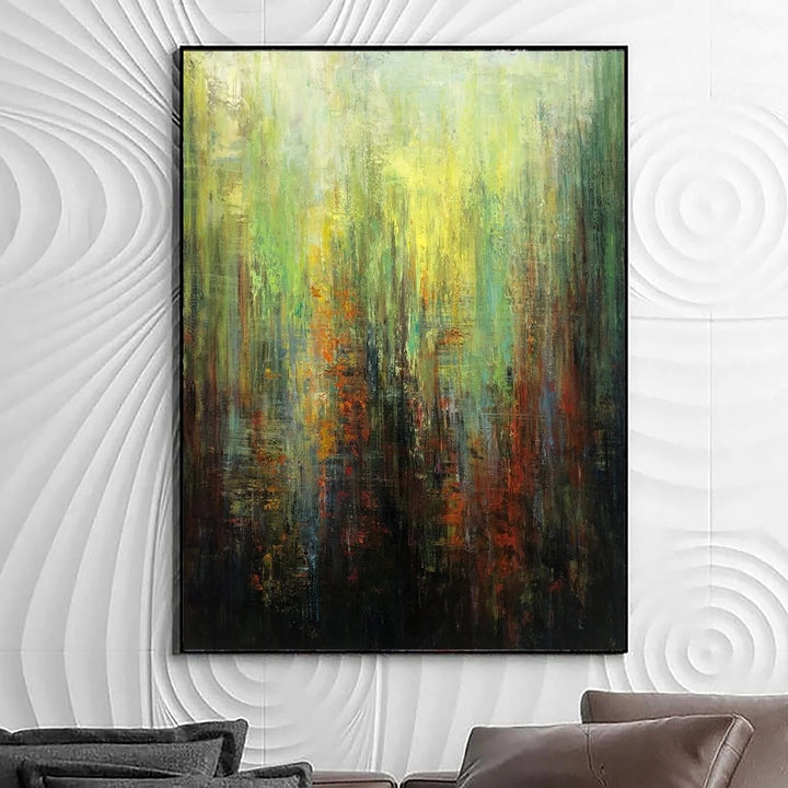 Large Abstract Green Oil Paintings On Canvas Acrylic Artwork Modern Textured Fine Art Handmade Wall Art | PINE FOREST - trendgallery.ca
