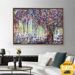 Abstract Colorful Tree Paintings on Canvas Textured Artwork Original Wall Decor | AUTUMN LEAF FALL 31.5"x45.6"