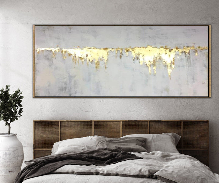 Abstract Oil Painting Gray Painting Gold Leaf Wall Art Painting On Canvas | GOLDEN WATERFALL - trendgallery.ca