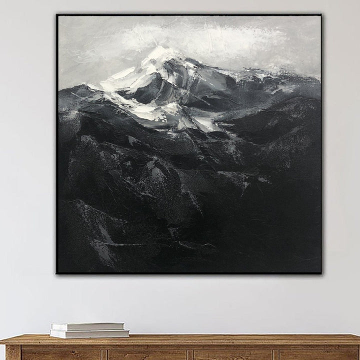 Extra Large Painting Abstract Mountain Painting Original Art Oil Painting on Canvas Black And White Large Artwork Above Bedroom Decor | MOUNTAIN PEAK - trendgallery.ca