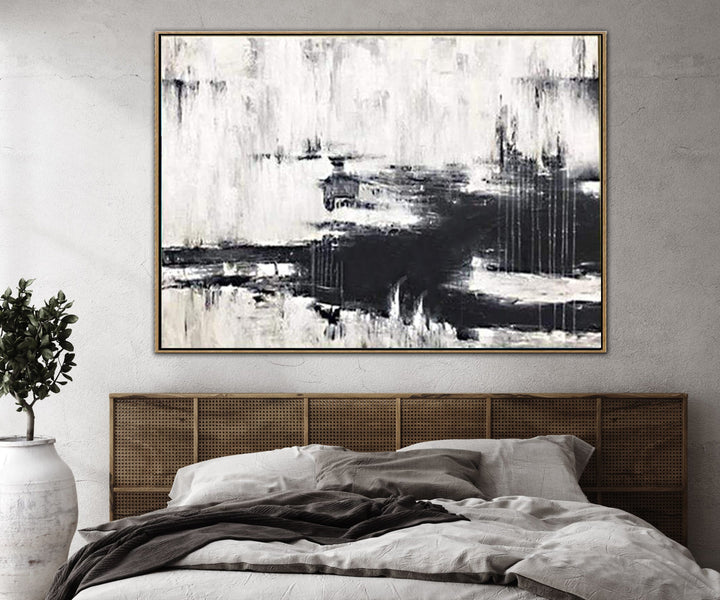 Oversized Wall Art Canvas Black And White Painting Contemporary Art Painting | WINTER NIGHT - trendgallery.ca