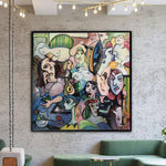 Abstract Colorful Painting Canvas Figurative Oil Wall Art Picasso Style Painting Cubism Wall Art Vivid Artwork Street Art Painting | PARALLEL WORLD