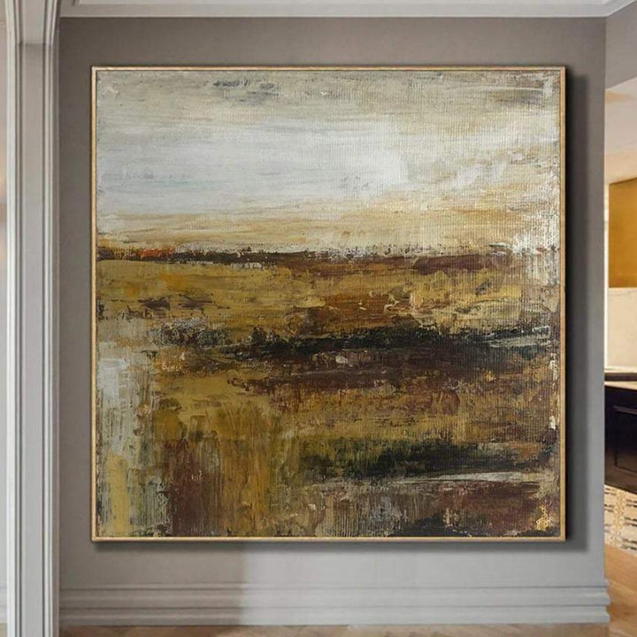 Abstract Field Painting Original Landscape Painting Brown Painting On Canvas Modern Wall Art | GOLDEN FIELD - trendgallery.ca