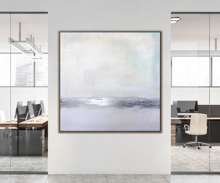 Gray Painting Silver Leaf Painting Beige Painting Contemporary Art Painting Canvas | SILVER FLASH - trendgallery.ca