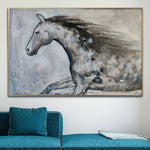 Large Horse Painting Abstract Horse Wall Art Black And White Canvas Art Abstract Animal Painting Extra Large Wall Art Living Room Wall Art | IVORY