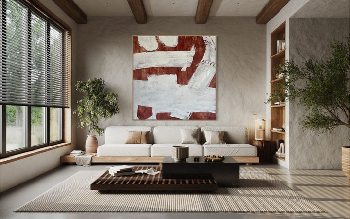 Abstract Minimalist Paintings on Canvas Original Handmade Oil Painting Acrylic Painting Modern Textured Wall Art for Living Room Decor | SUBURBS