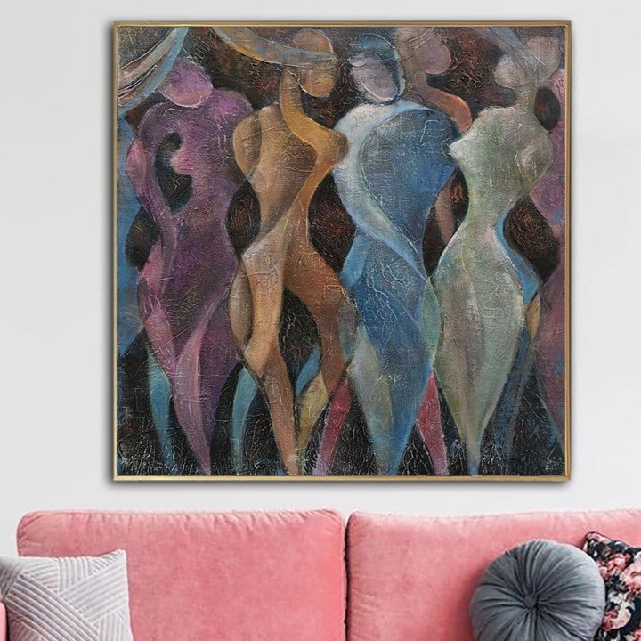 Large People Painting Human Fine Art Silhouette Canvas Art 40x40 Paintings Artwork For Hotel Interior | DIVERSITY - trendgallery.ca