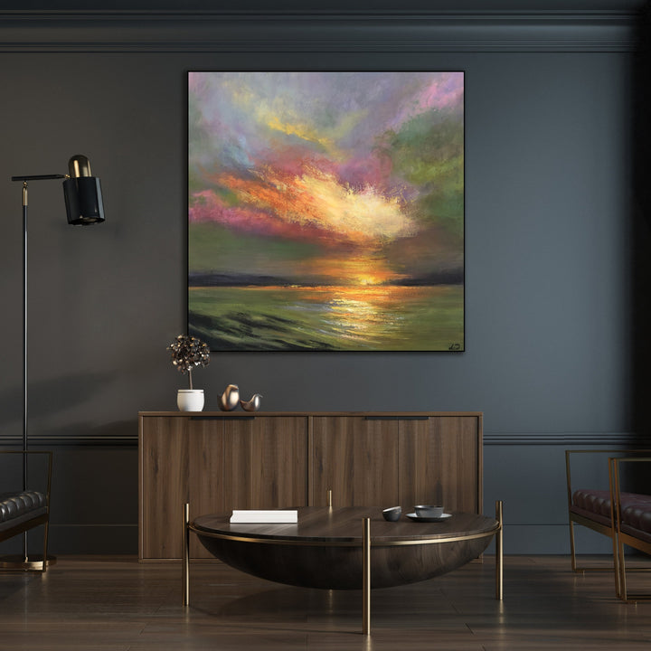 Abstract Colorful Sunset Acrylic Painting Original Seascape Modern Wall Art for Living Room Decor | AWAKENING - trendgallery.ca